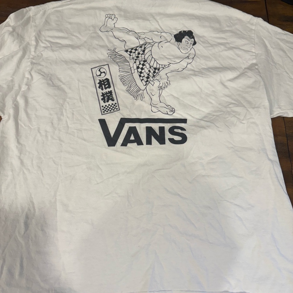 Vans White Short Sleeve Tee with Graphic Design